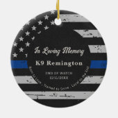 Dunne blauwe lijn - in liefdevol geheugen - K9 pol Keramisch Ornament (Achterkant)