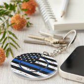 Dunne blauwe lijn in liefdevolle herinnering K9 po Sleutelhanger (Voorkant Rechts)