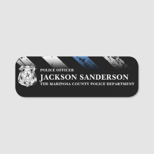Dunne Blauwe Lijn Officier Politie Logo Naamplaatje