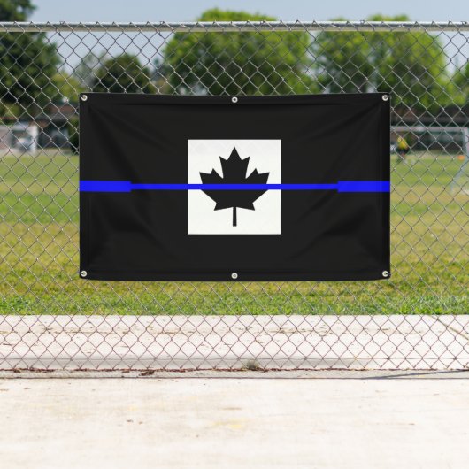 Dunne blauwe lijn op Canadees vlaggenontwerp Spandoek (Insitu)