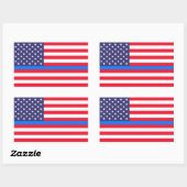 "DUNNE BLAUWE LIJN OP VLAG" RECHTHOEKIGE STICKER (Vel)