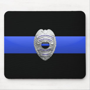 Dunne Blauwe Lijn Politie Dispatcher Badge Muismat