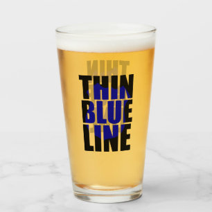 Dunne Blauwe Lijn Politie Steun Badge Glas