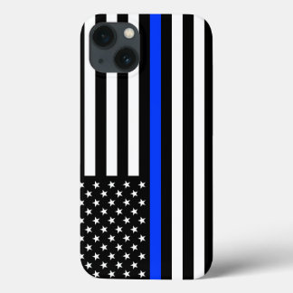 Dunne Blauwe Lijn Politie Vlag iPhone 13 Hoesje