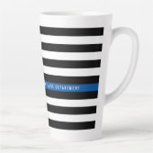 Dunne Blauwe Lijn Politie Vlag Monogram Groot Latte Mok (Rechts)