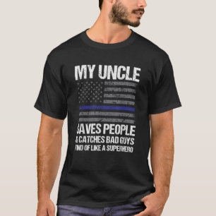 Dunne Blauwe Lijn Politieagent Uncle T Shirt