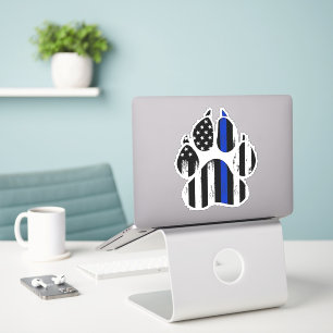 Dunne blauwe lijn poot print sticker