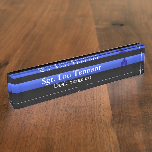 Dunne blauwe lijn - sergeant Stripes Rank Naambordje (Zijkant)