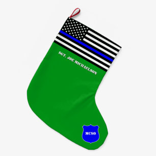 [Dunne Blauwe Lijn] Steun de Blauwe Politie Vlag G Grote Kerstsok