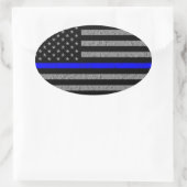 DUNNE BLAUWE LIJN STEUN DE POLITIE OVAAL BUMPERSTI OVALE STICKER (Tas)