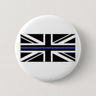 Dunne blauwe lijn UK Politie Ronde Button 5,7 Cm