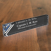 Dunne blauwe lijn - Verpletterde vlagdesk Nam Naambordje (Zijkant)