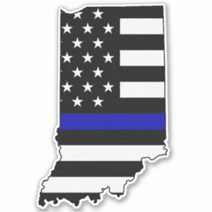 Dunne blauwe lijn vlag Indiana Sticker