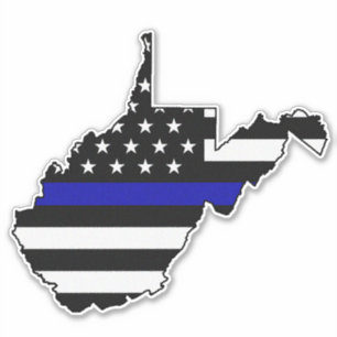 Dunne blauwe lijn vlag West Virginia Sticker