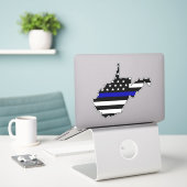 Dunne blauwe lijn vlag West Virginia Sticker (Laptop op bureau)