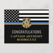 Dunne Blauwe Lijn Wetshandhaving Politiepensioen Uitnodiging Briefkaart (Voorkant)