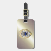 Dunne blauwe lijnbadge met Button aan de achterzij Bagagelabel (Voorkant verticaal)