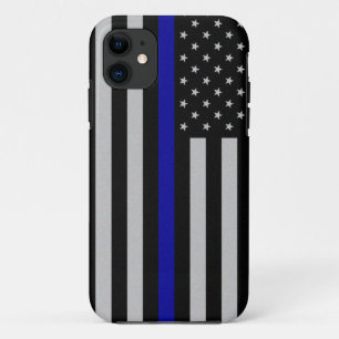Dunne blauwe lijnvlag iPhone 11 hoesje