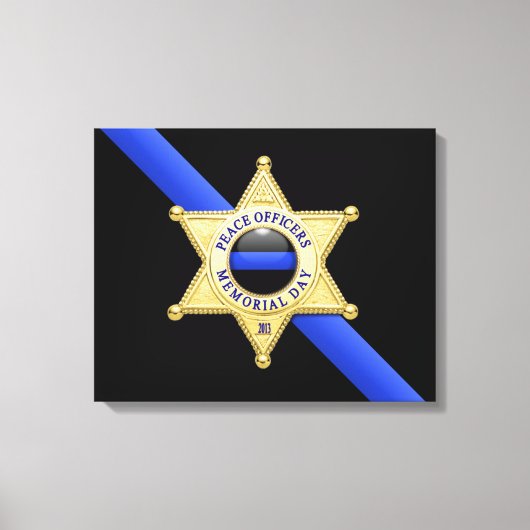 Dunne blauwe lijnvlag en -badge canvas afdruk (Voorkant)