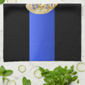 Dunne blauwe lijnvlag en -badge theedoek (Gevouwen)