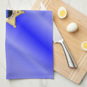 Dunne blauwe lijnvlag en -badge theedoek (Quarter Fold)