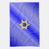 Dunne blauwe lijnvlag en -badge theedoek (Verticaal)