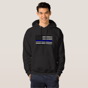 Dunne blauwe lijnvlag - Hoodie