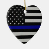 Dunne blauwe lijnvlag keramisch ornament (Rechts)