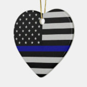 Dunne blauwe lijnvlag keramisch ornament (Links)