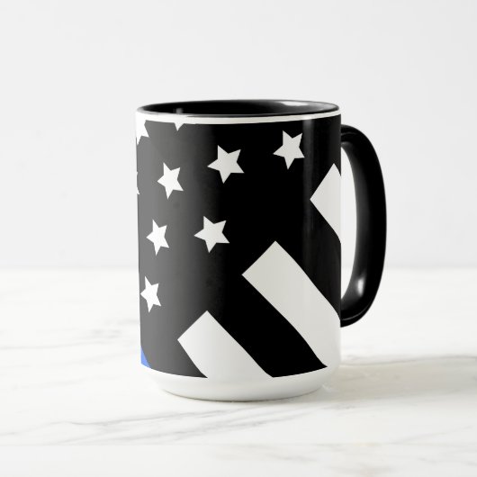 Dunne blauwe lijnvlag Mok (Voorkant rechts)