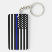 Dunne blauwe lijnvlag sleutelhanger (achterkant)