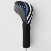 Dunne blauwlijnmonogram vlag golfheadcover (Schuin)