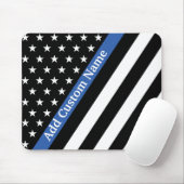 Dunne blauwlijnmonogram vlag muismat (Met muis)