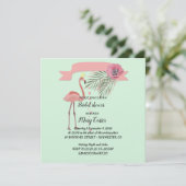 Dunne bloemenslingers, roze flamingo's, kaart (Staand voorkant)