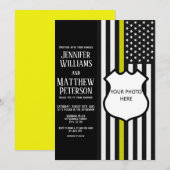 Dunne gele lijn badge foto invoegen kaart (Voorkant / Achterkant)