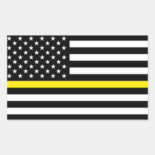 Dunne Gele Lijn Dispatchers Vlag Rechthoekige Sticker