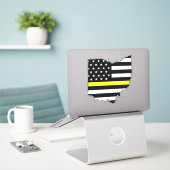 Dunne gele lijn vlag Ohio Sticker (Laptop op bureau)