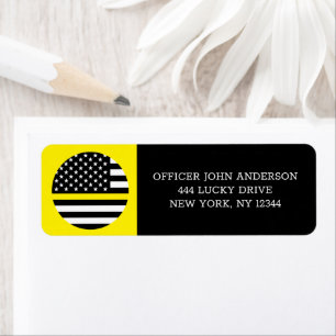 Dunne gele lijnvlag, Amerikaanse verzendingen / se Etiket