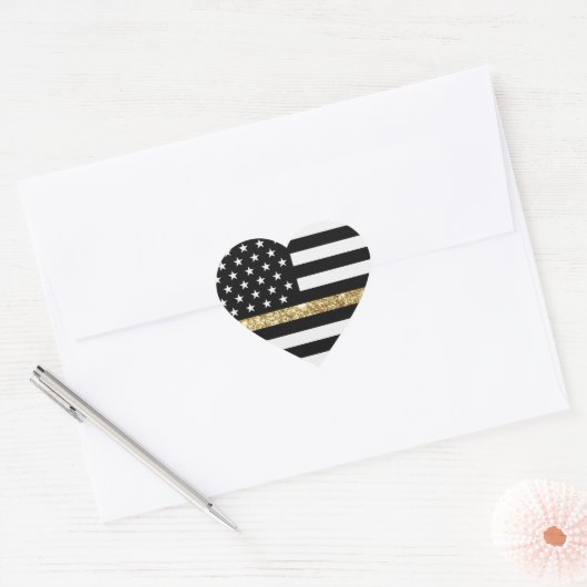 Dunne Glitter Flag gouden lijn Hart Sticker (Envelop)