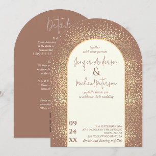 Dunne gouden confetti-mocha-muis alles in een kaart
