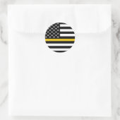 Dunne gouden lijn Amerikaanse vlag Classic ronde S Sticker (Tas)