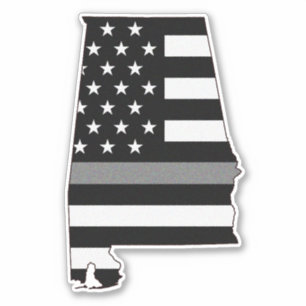 Dunne grijze lijn Alabama vlag Sticker