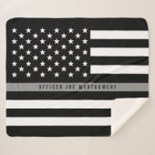 Dunne grijze lijn Amerikaanse vlag Monogram Med. Sherpa Deken (Voorkant (horizontaal))