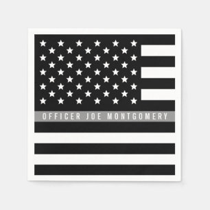 Dunne Grijze Lijn Amerikaanse Vlag Pensioen Partij Servet