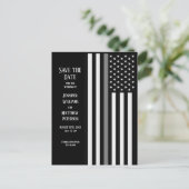 Dunne grijze lijn vlag aankondigingskaart (Staand voorkant)