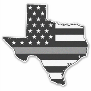 Dunne grijze lijn vlag Texas Sticker