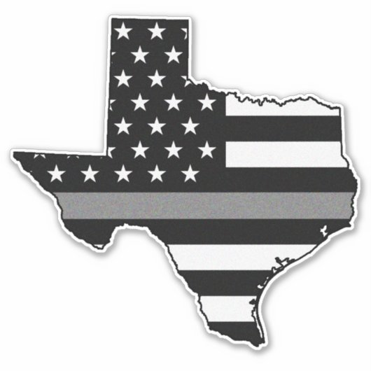 Dunne grijze lijn vlag Texas Sticker (Voorkant)