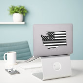 Dunne Grijze Lijn Vlag Washington Sticker (Laptop op bureau)