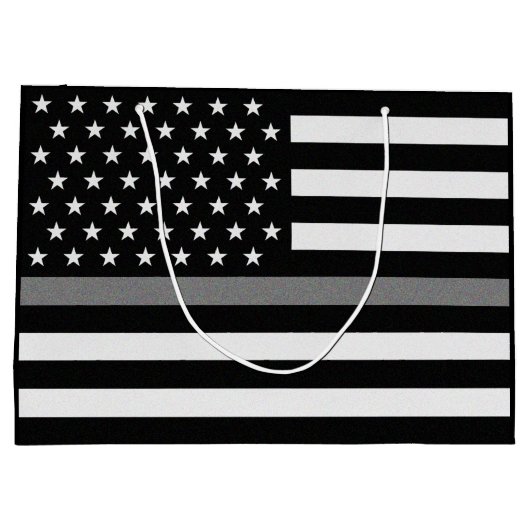 Dunne grijze lijnvlag groot cadeauzakje (Achterkant)