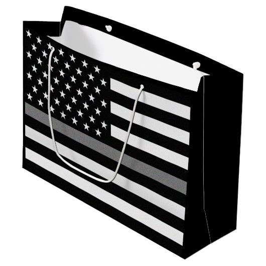 Dunne grijze lijnvlag groot cadeauzakje (Voorkant Gekanteld)